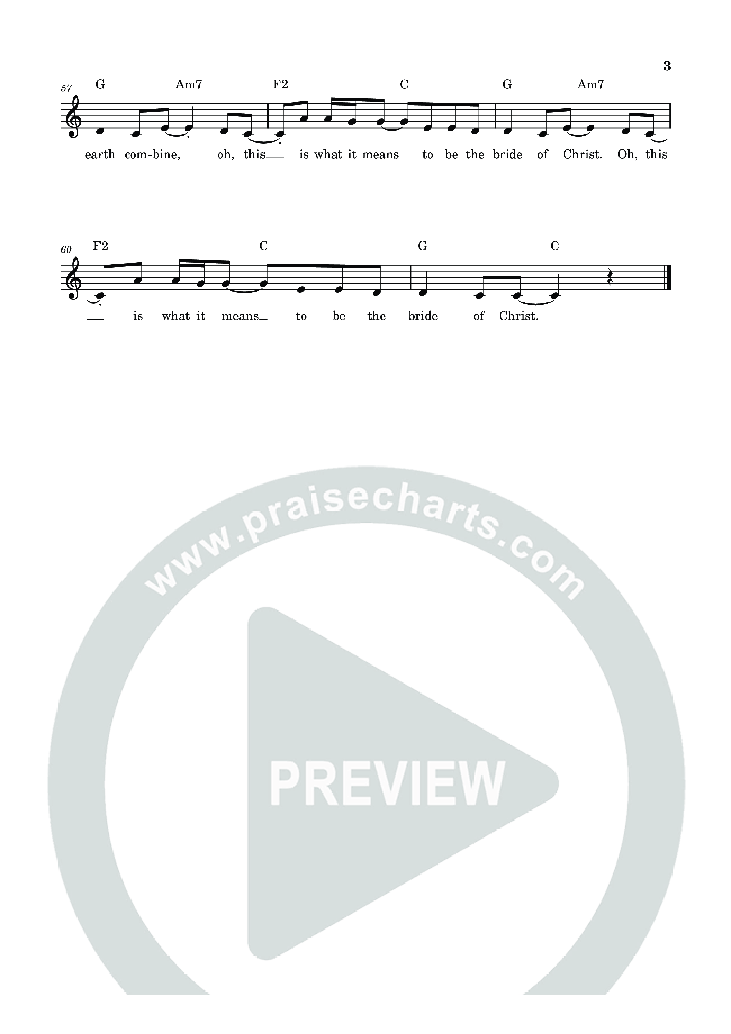 The Bride Of Christ Lead Sheet Melody (Echo Harbor Worship / Francesca LaRosa)