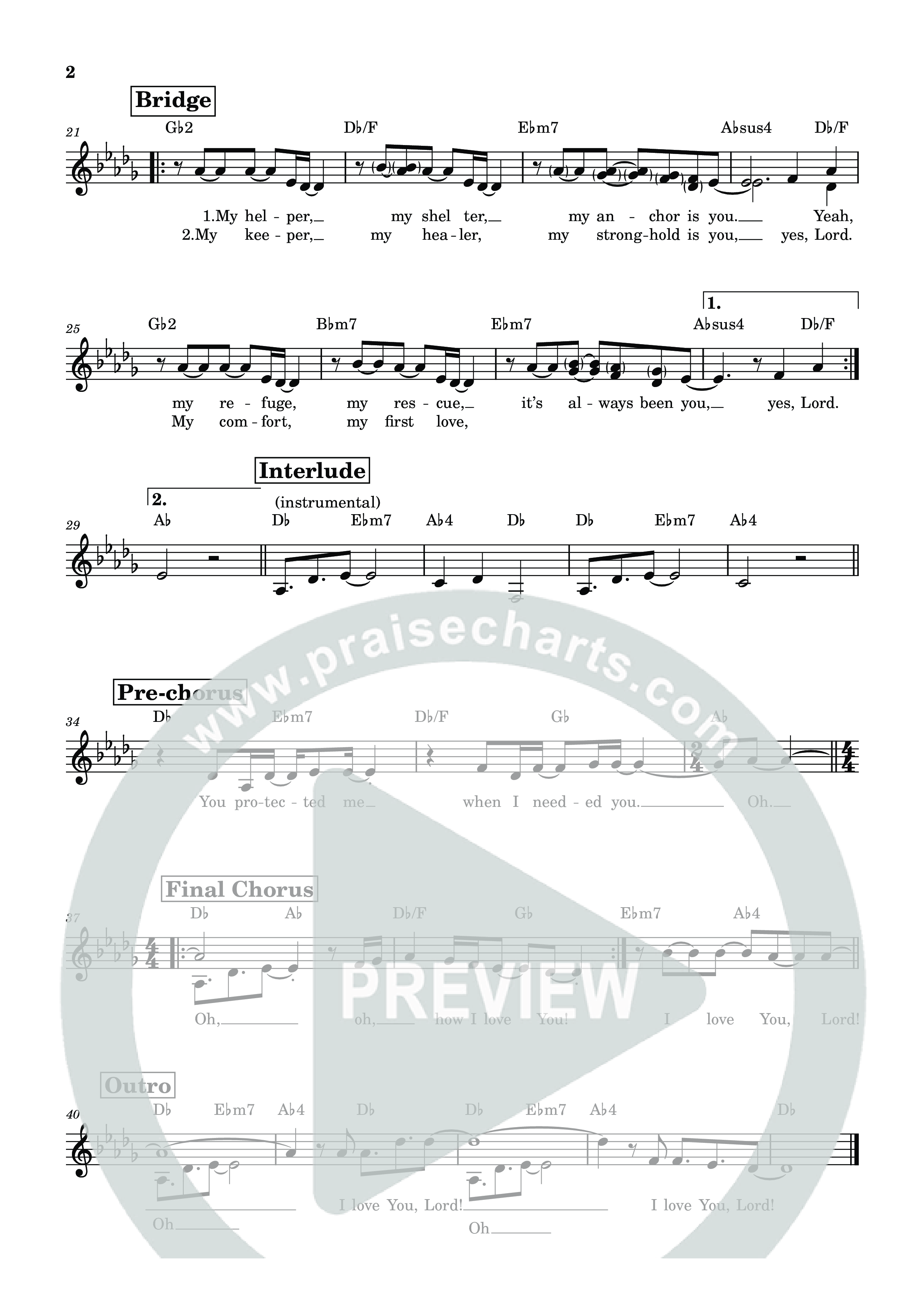 You Protected Me (Oh How I Love You) Lead Sheet Melody (Echo Harbor Worship / Francesca LaRosa)