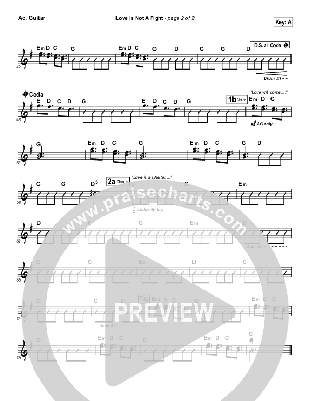 Love Is Not A Fight Acoustic Guitar (Warren Barfield)