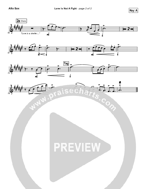 Love Is Not A Fight Alto Sax (Warren Barfield)