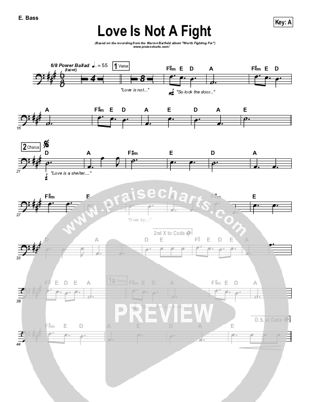 Love Is Not A Fight Bass Guitar (Warren Barfield)