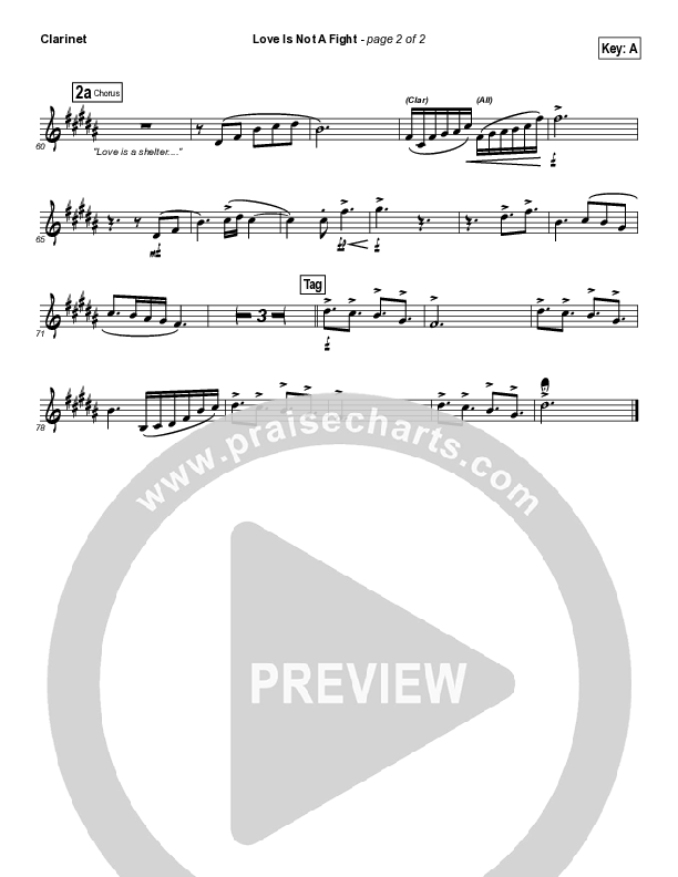 Love Is Not A Fight Clarinet (Warren Barfield)