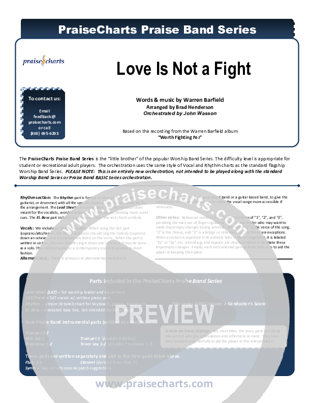 Love Is Not A Fight Praise Band (Warren Barfield)