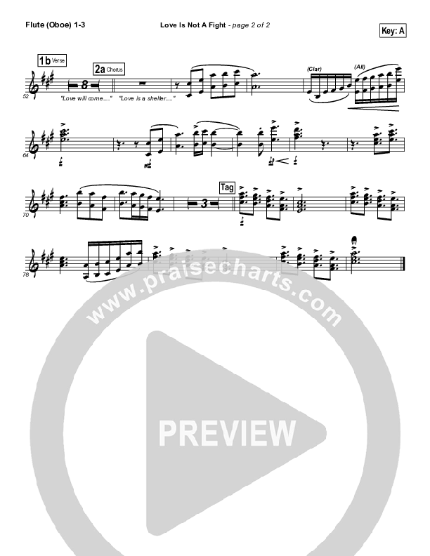 Love Is Not A Fight Flute/Oboe 1/2/3 (Warren Barfield)