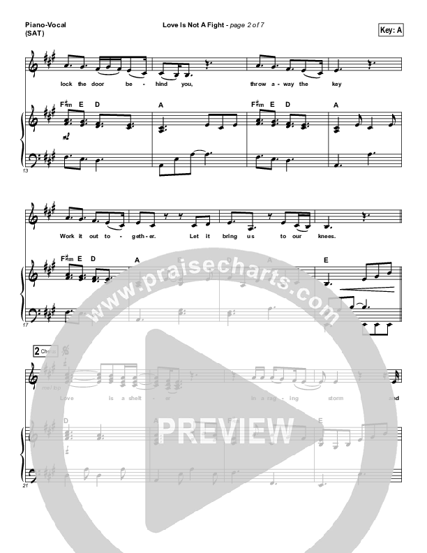 Love Is Not A Fight Piano/Vocal (SAT) (Warren Barfield)