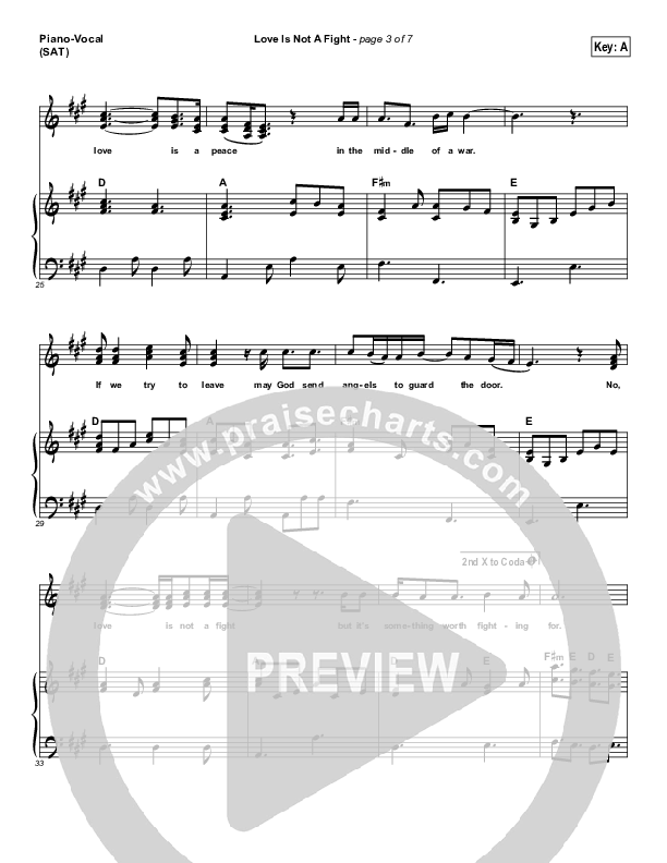 Love Is Not A Fight Piano/Vocal (SAT) (Warren Barfield)