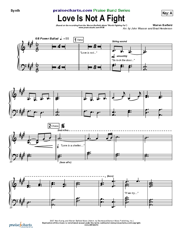 Love Is Not A Fight Synth Strings (Warren Barfield)