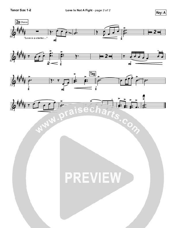 Love Is Not A Fight Tenor Sax 1/2 (Warren Barfield)