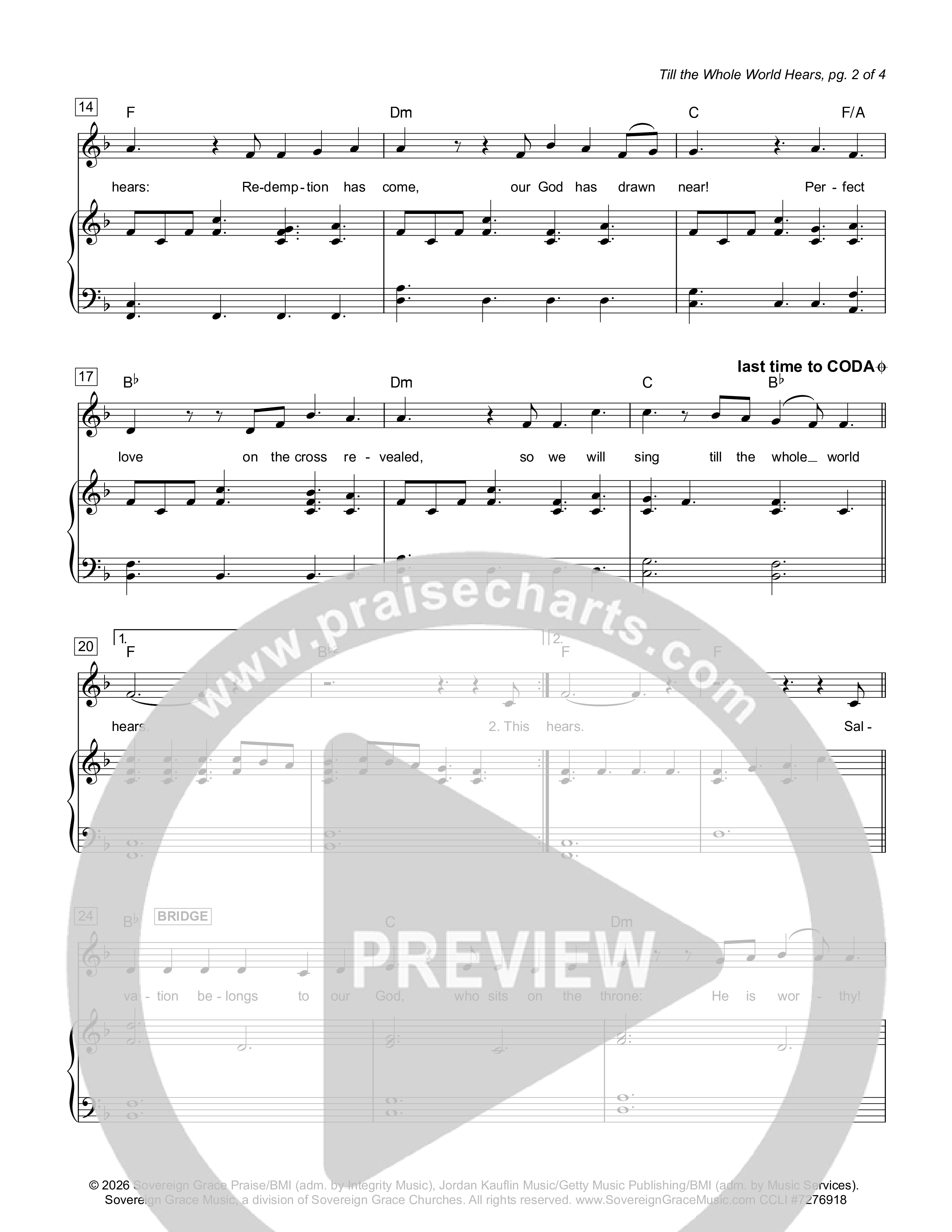 Till The Whole World Hears Piano/Melody (Sovereign Grace)
