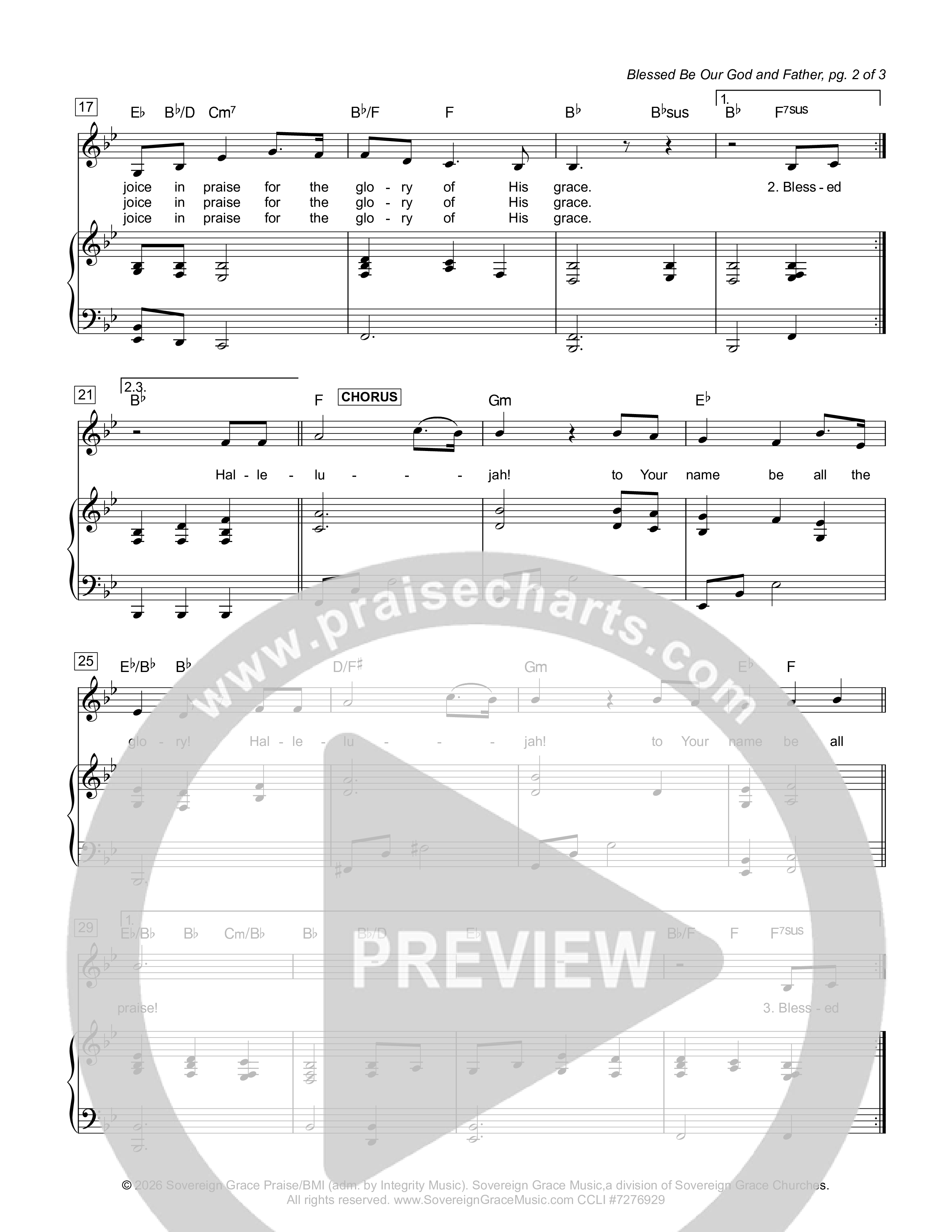 Blessed Be Our God And Father Piano/Melody (Sovereign Grace)