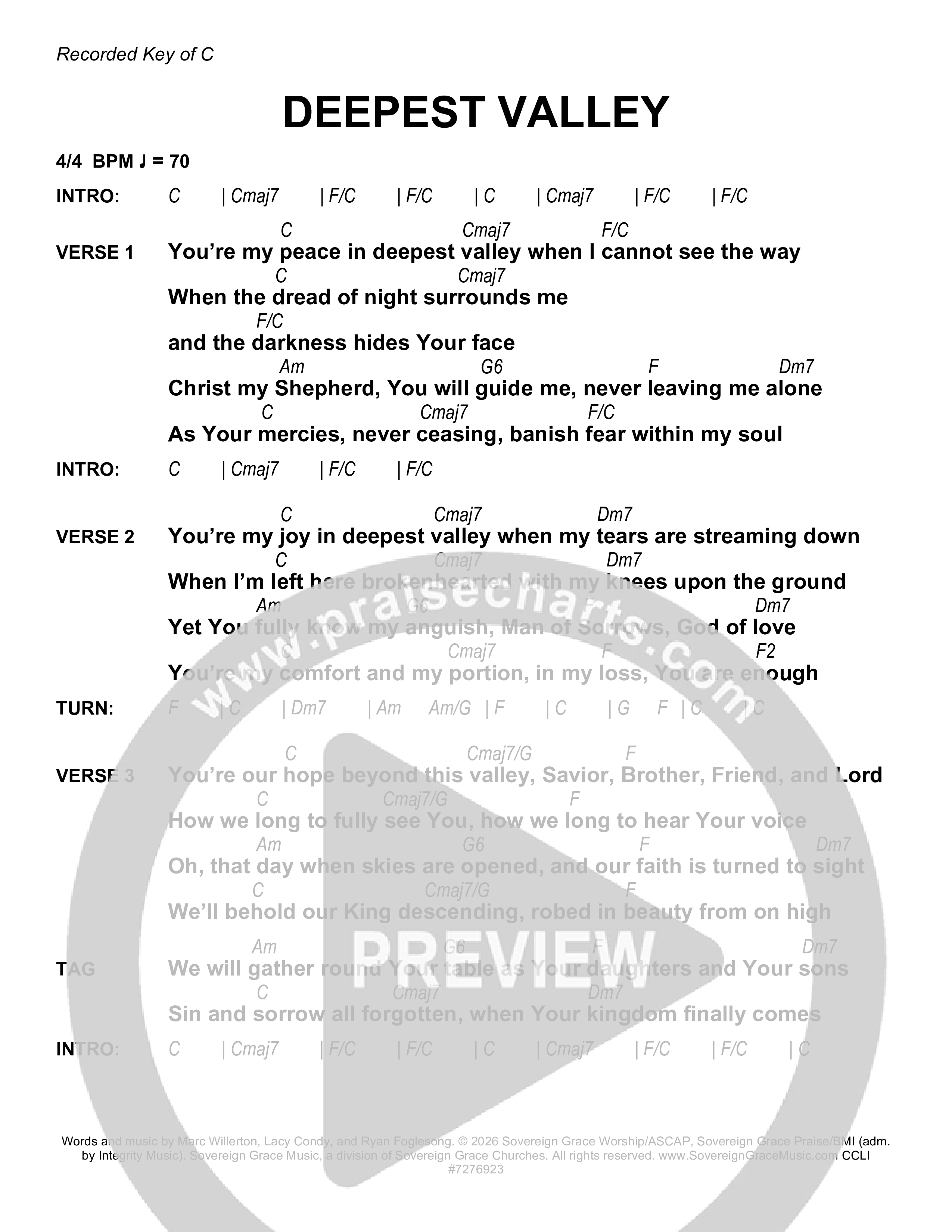 Deepest Valley Chord Chart (Sovereign Grace)