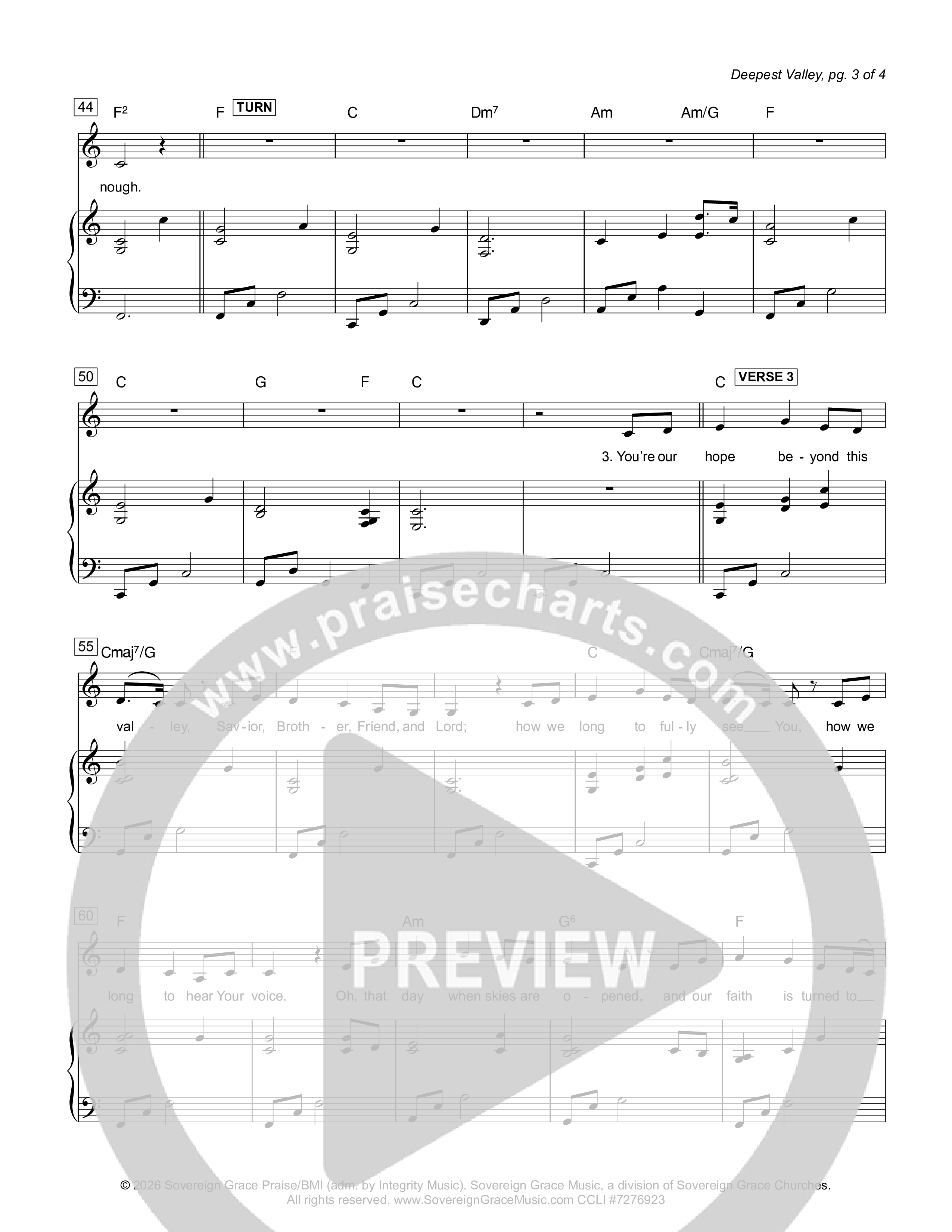 Deepest Valley Piano/Melody (Sovereign Grace)