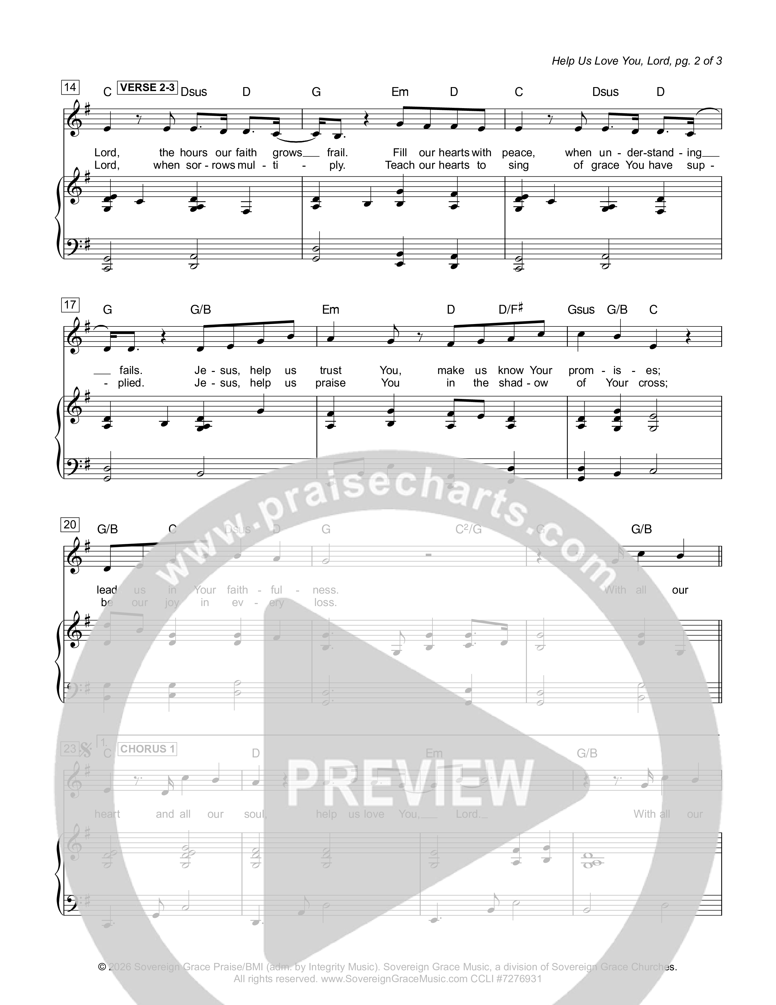 Help Us Love You Lord Piano/Melody (Sovereign Grace)