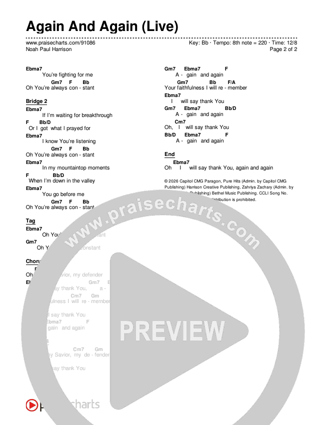 Again And Again (Live) Chords & Lyrics (Noah Paul Harrison)