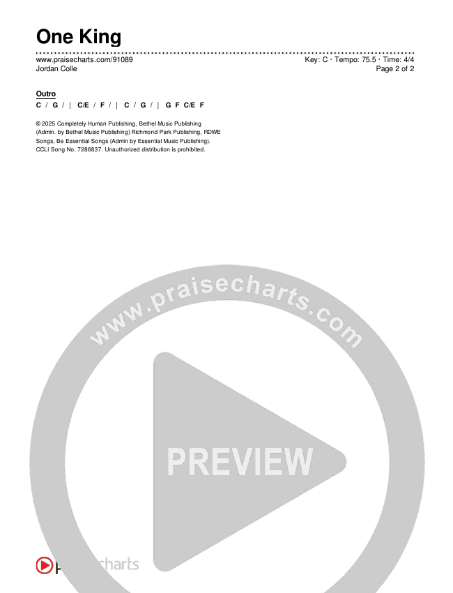 One King Chords & Lyrics (Jordan Colle)
