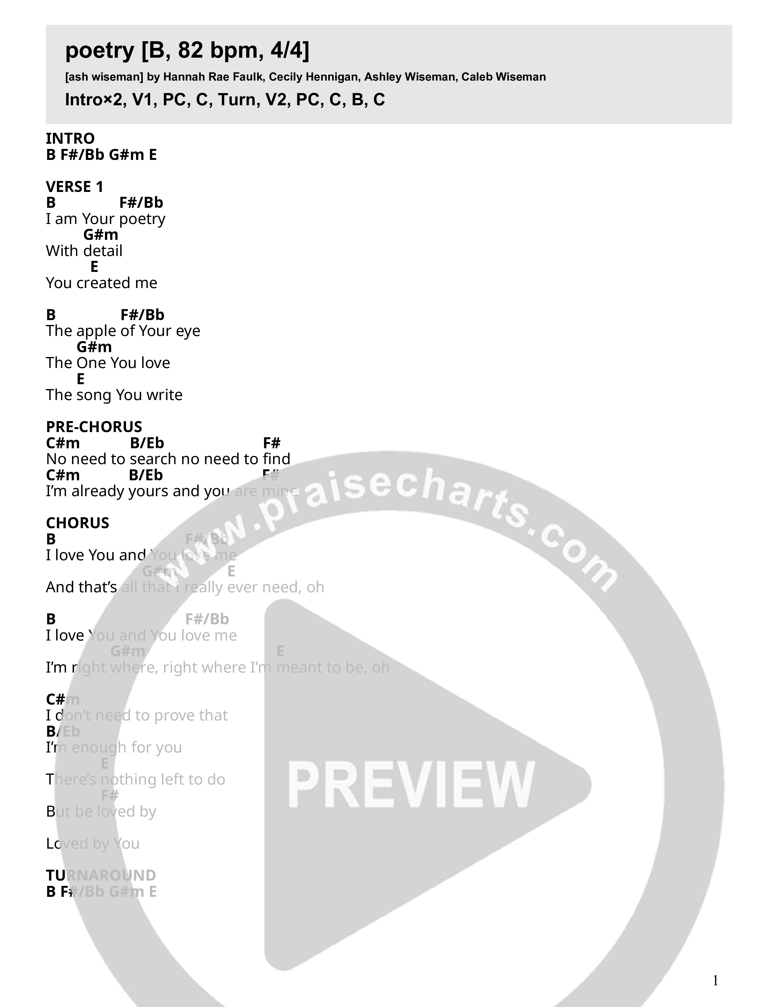 Poetry Chord Chart (Ash Wiseman / Hannah Rae Faulk)