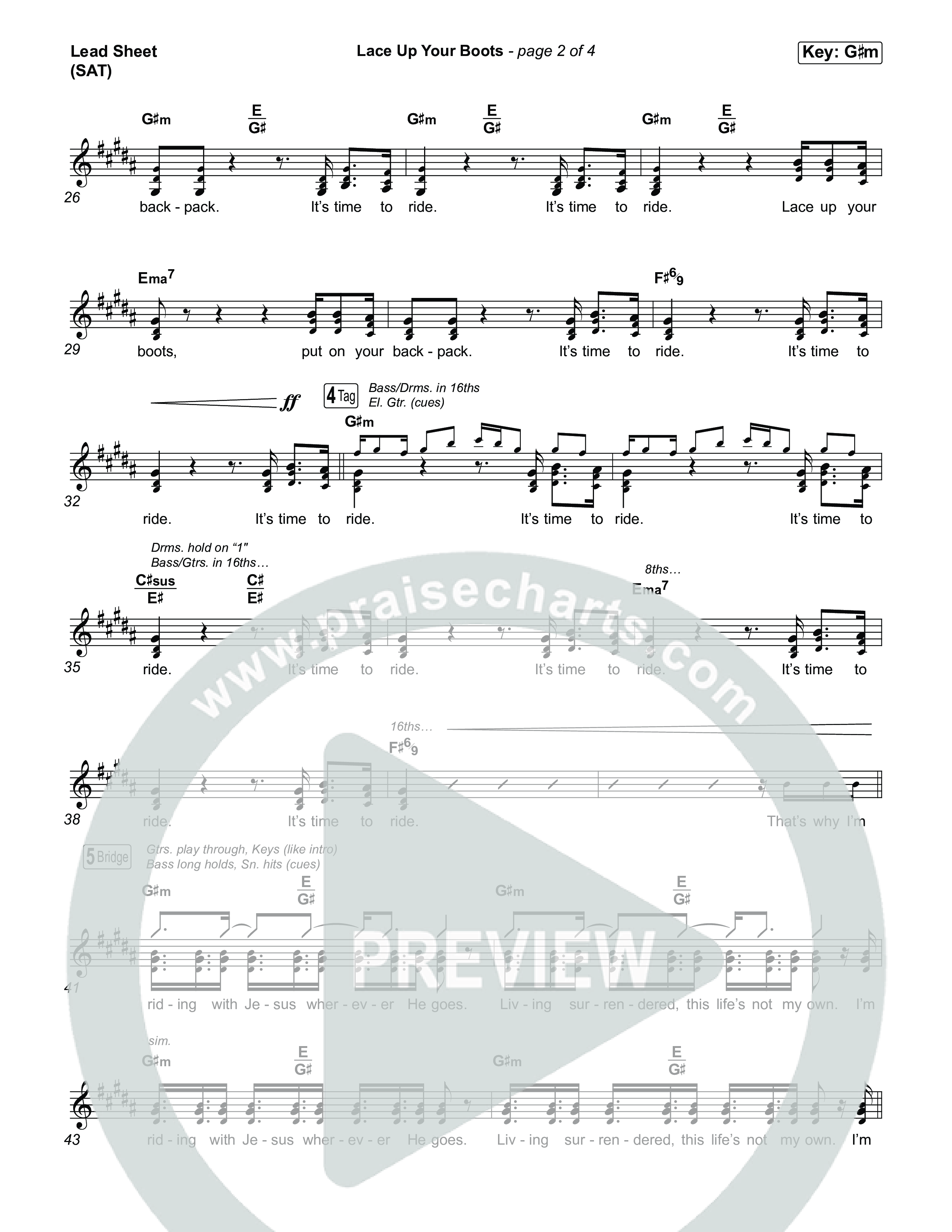 Lace Up Your Boots Lead Sheet (SAT) (Circuit Rider Music)