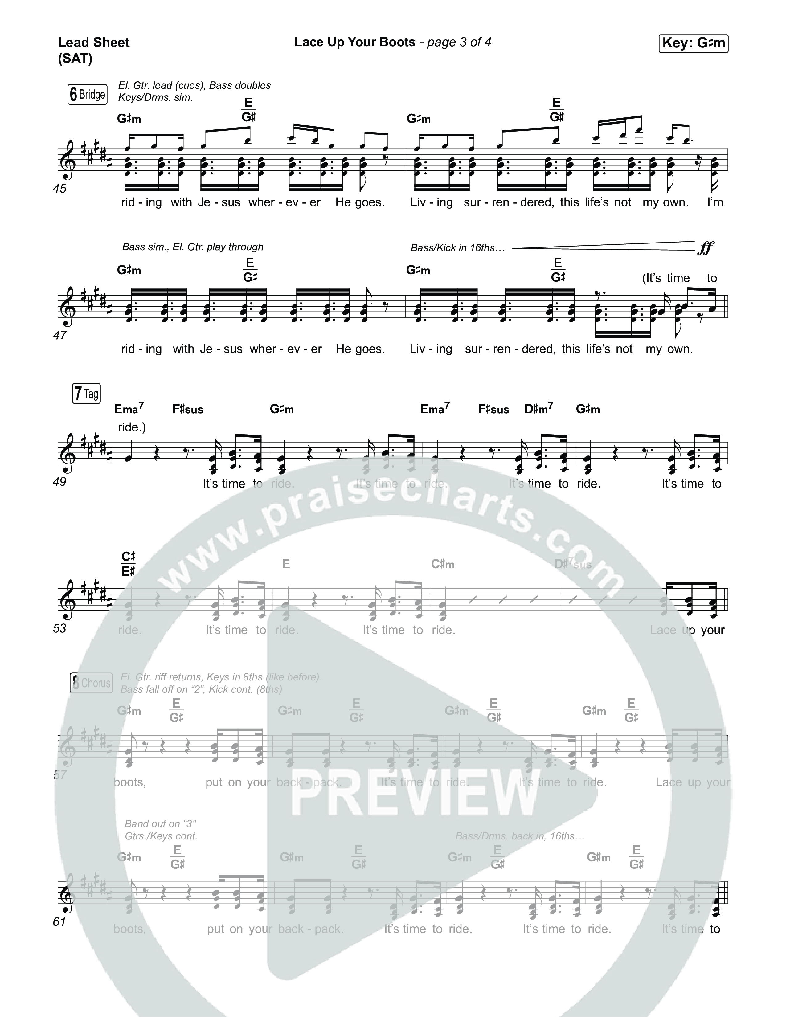 Lace Up Your Boots Lead Sheet (SAT) (Circuit Rider Music)