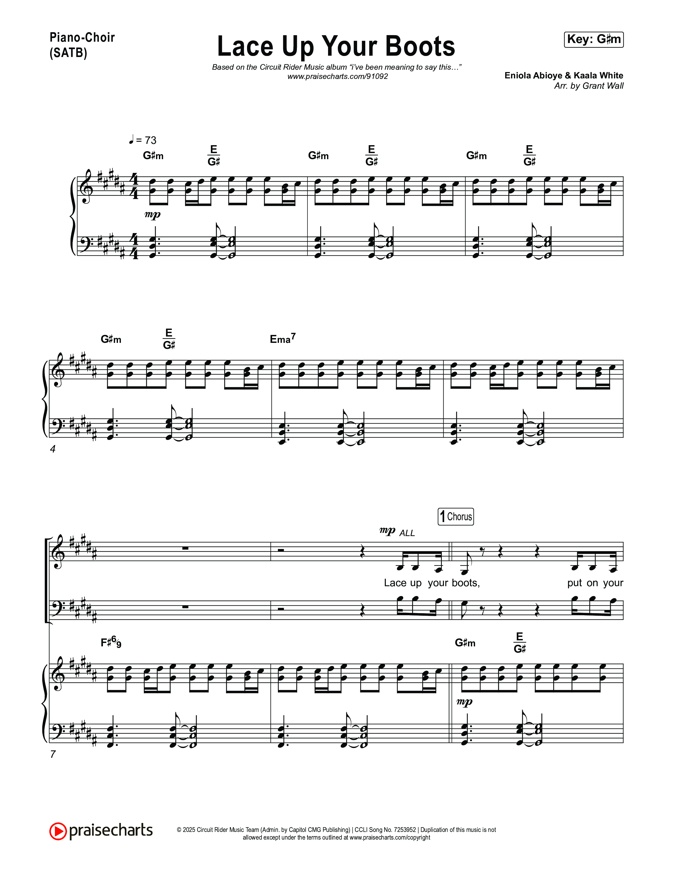 Lace Up Your Boots Piano/Vocal Pack (Circuit Rider Music)