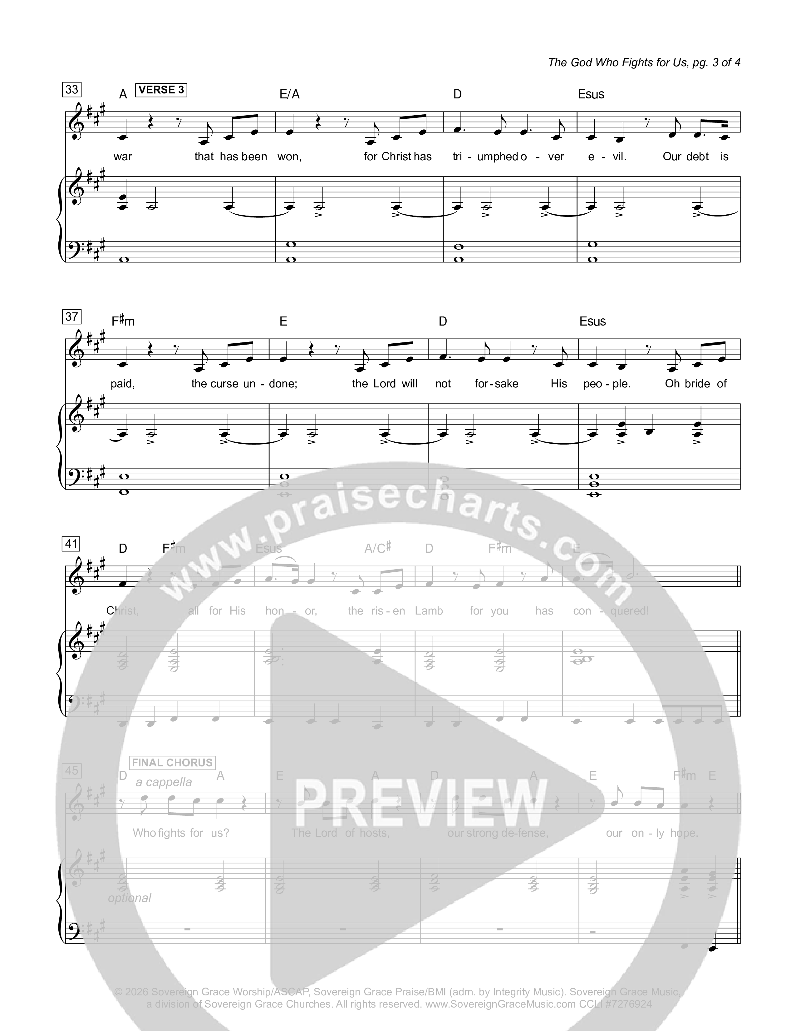 The God Who Fights For Us Piano/Melody (Sovereign Grace)