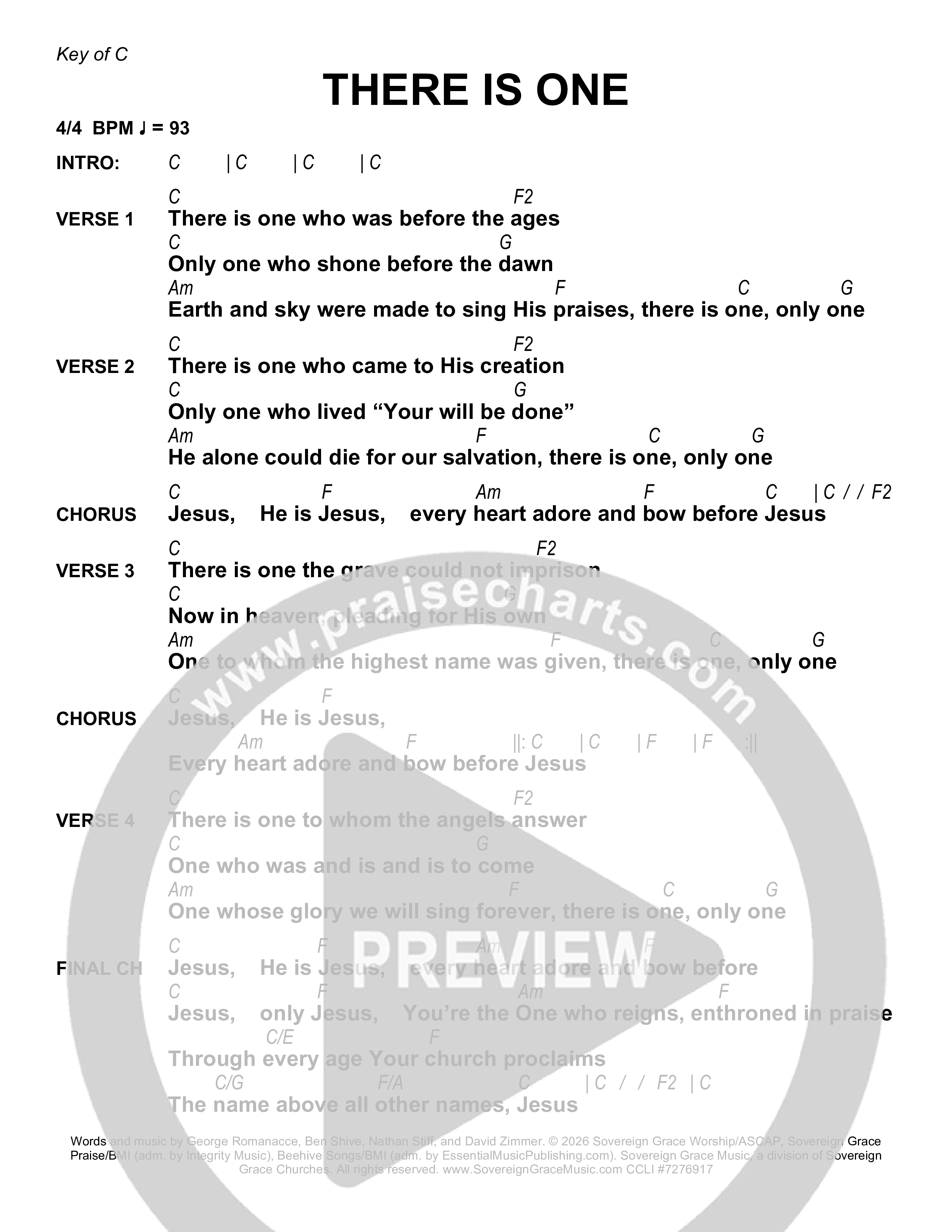 There Is One Chord Chart (Sovereign Grace)