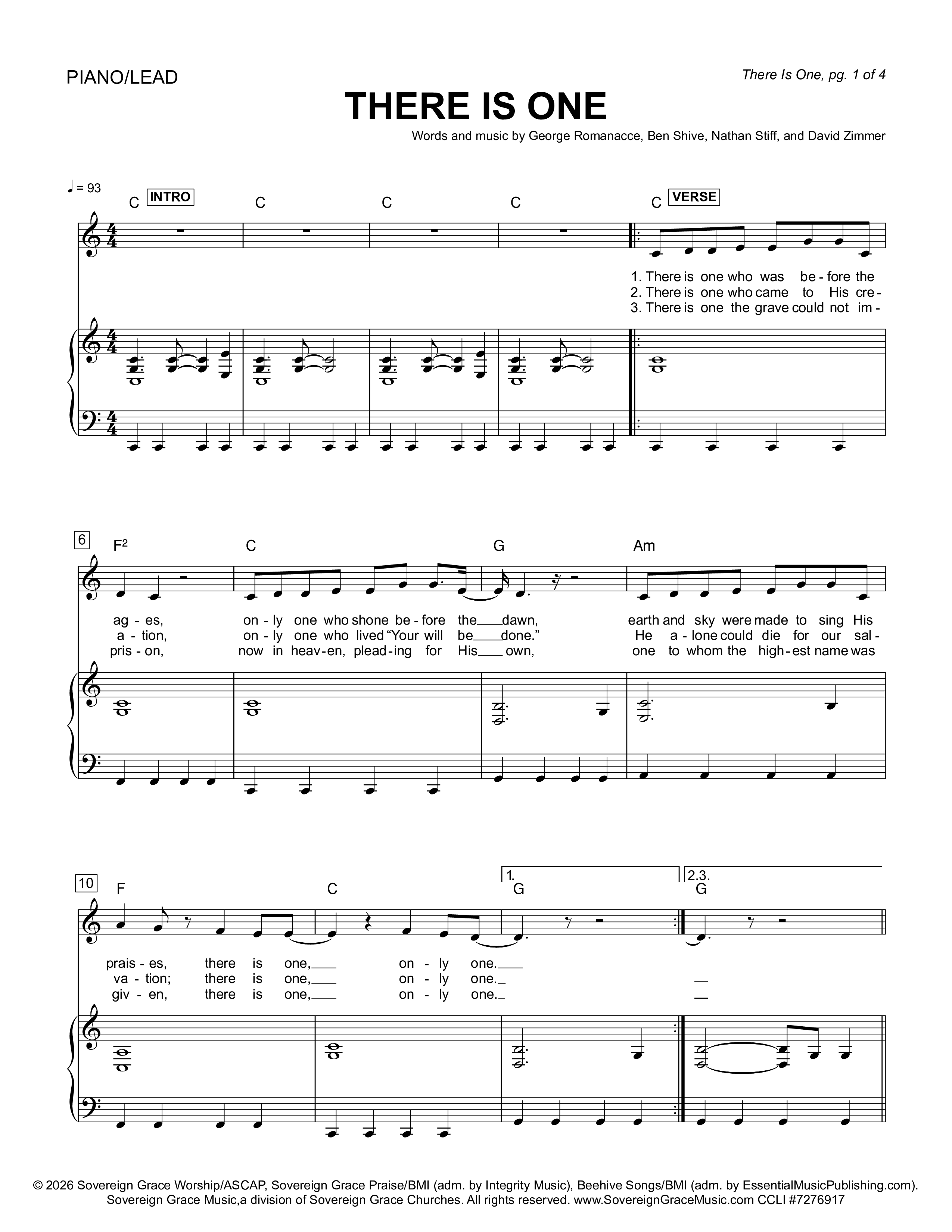 There Is One Piano/Melody (Sovereign Grace)