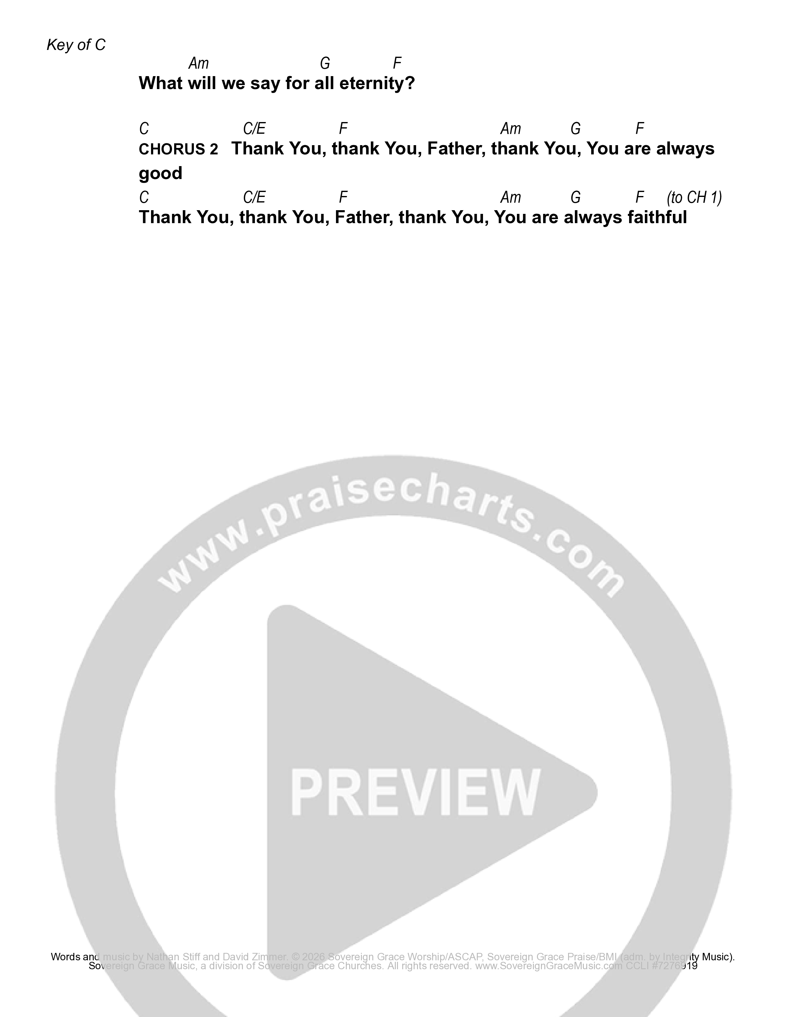 We Are Thankful Chord Chart (Sovereign Grace)
