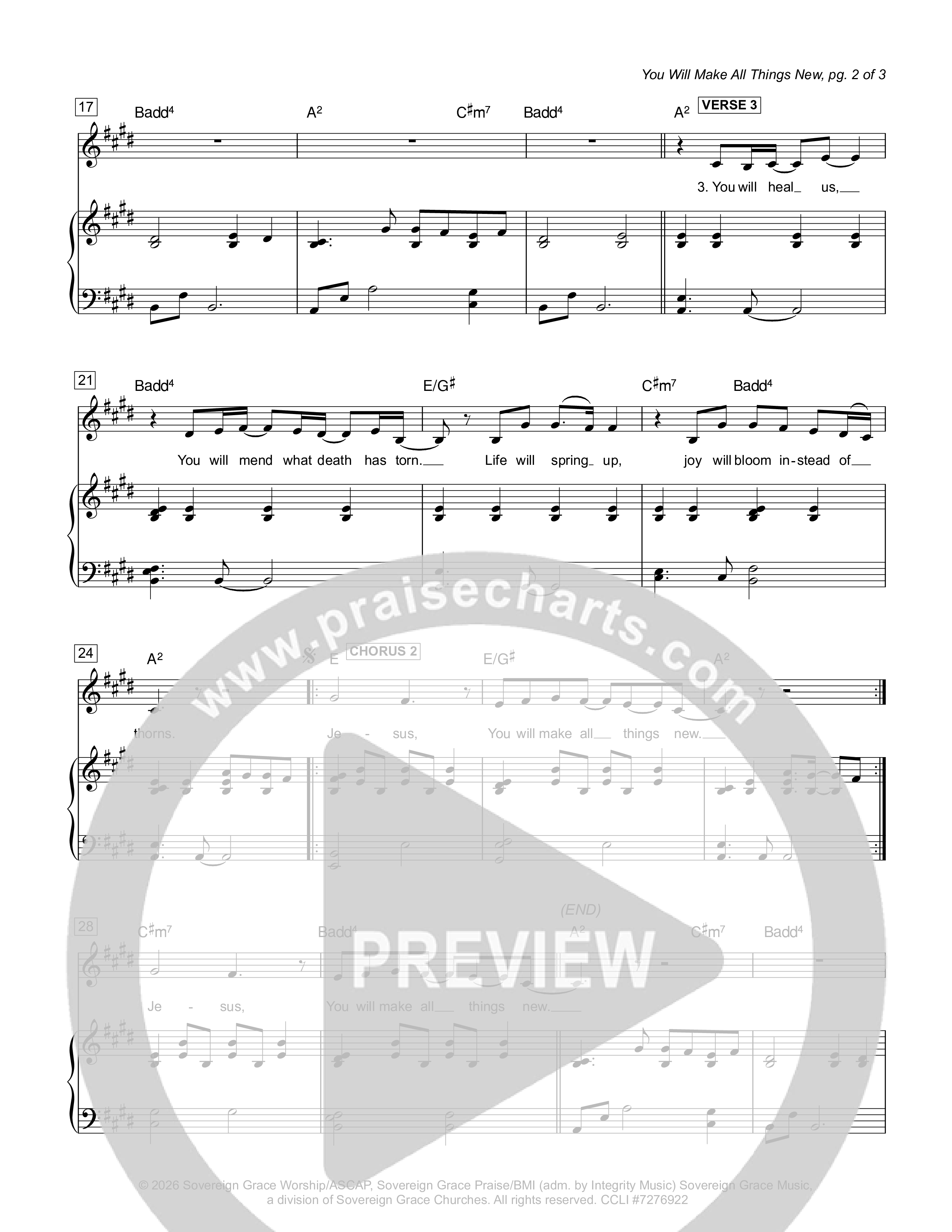 You Will Make All Things New Piano/Melody (Sovereign Grace)