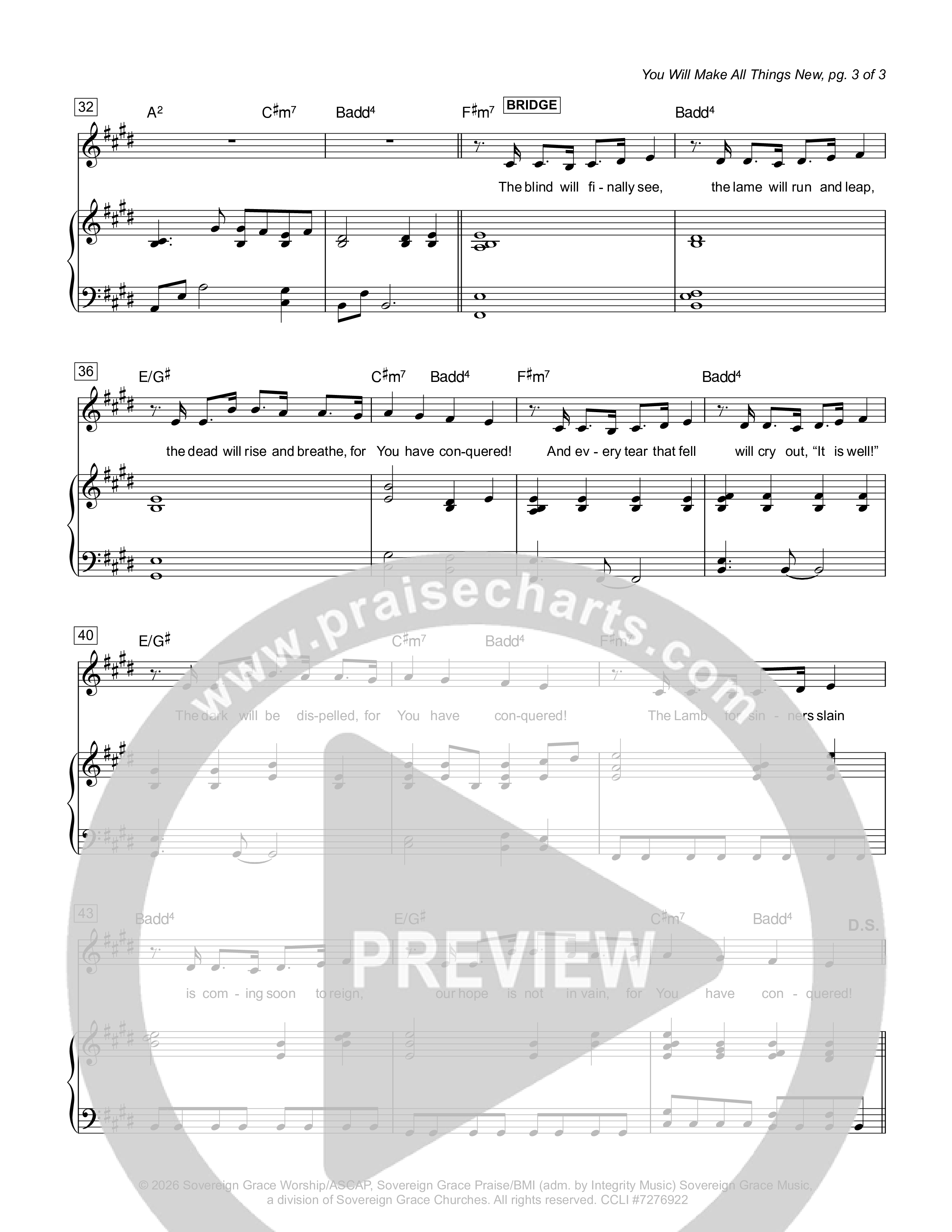 You Will Make All Things New Piano/Melody (Sovereign Grace)