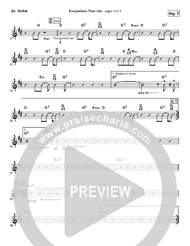 Everywhere That I Go Acoustic Guitar (Lakewood Church)