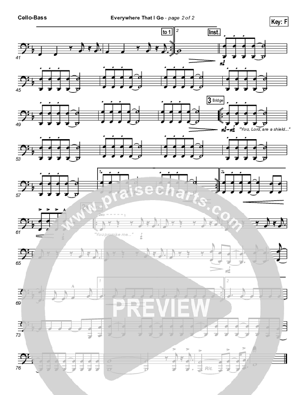 Everywhere That I Go Cello/Bass (Lakewood Church)