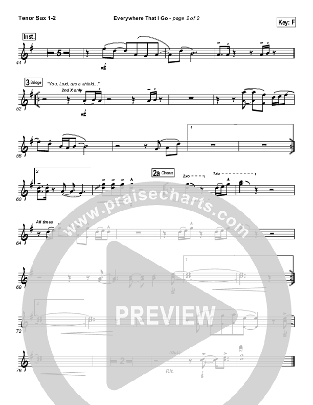 Everywhere That I Go Tenor Sax 1/2 (Lakewood Church)