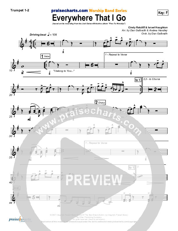 Everywhere That I Go Trumpet 1,2 (Lakewood Church)