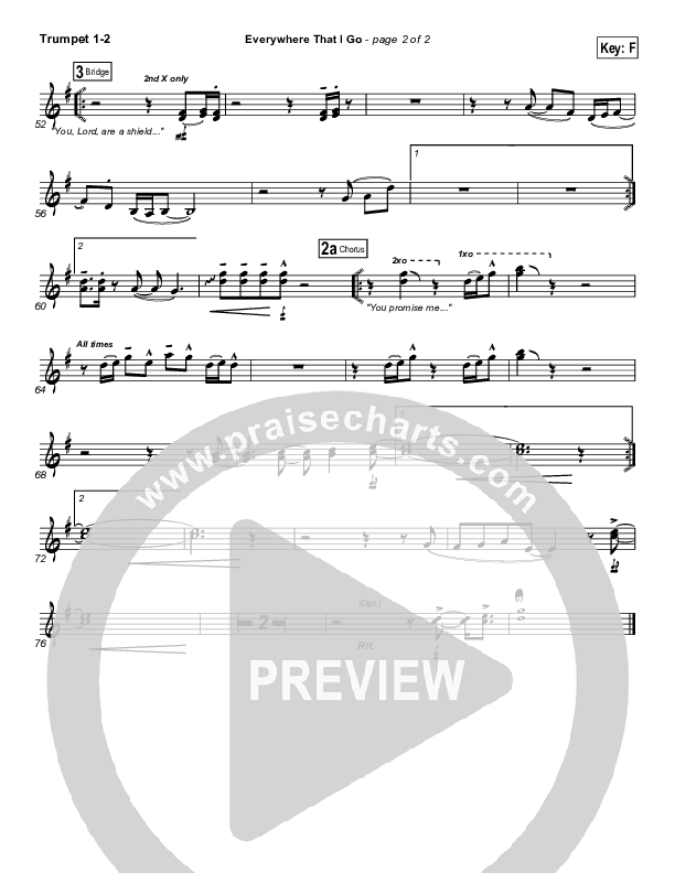 Everywhere That I Go Trumpet 1,2 (Lakewood Church)