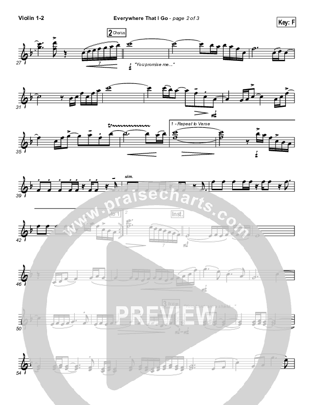 Everywhere That I Go Violin 1/2 (Lakewood Church)