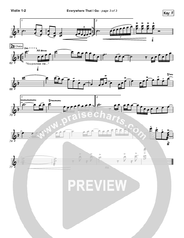 Everywhere That I Go Violin 1/2 (Lakewood Church)