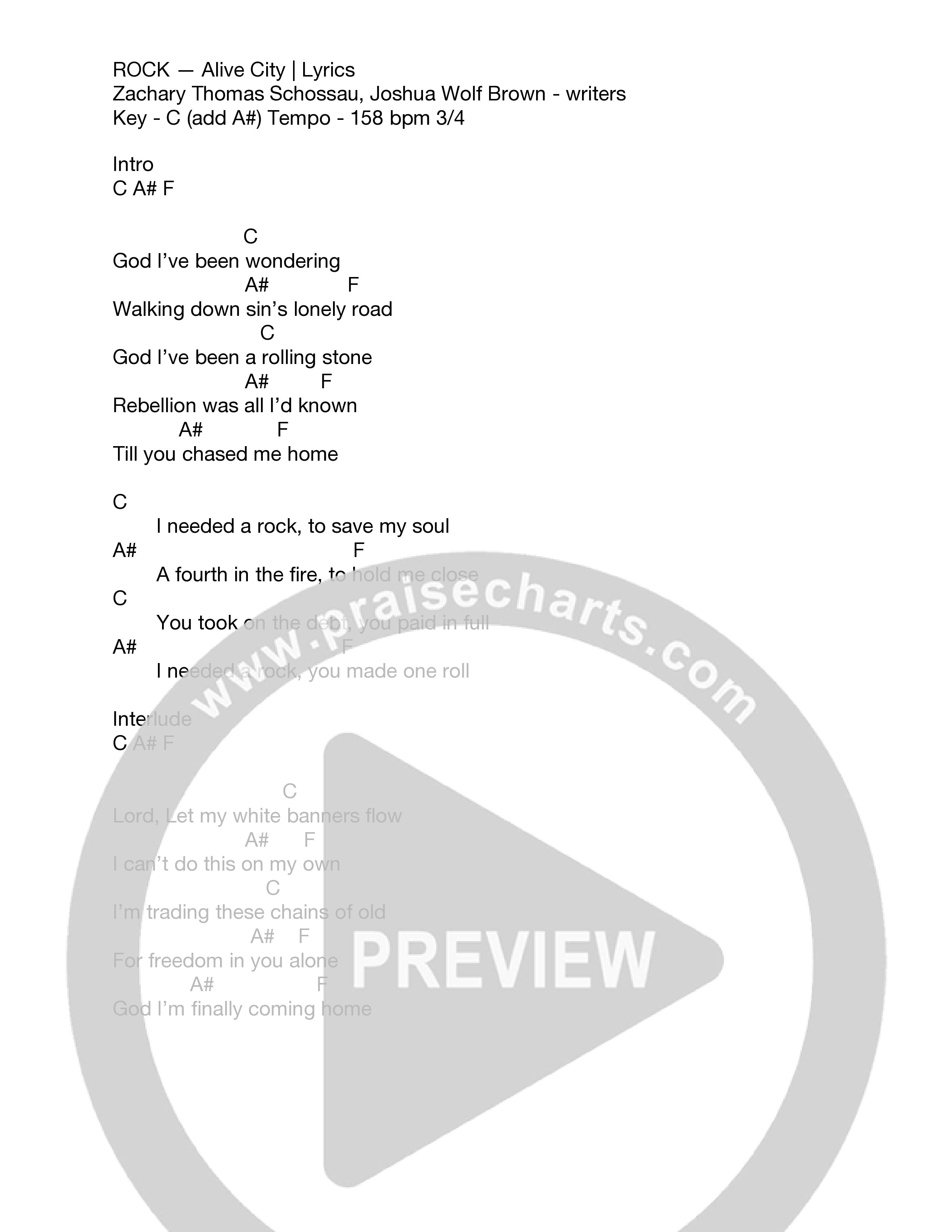 Rock Chord Chart (Alive City)