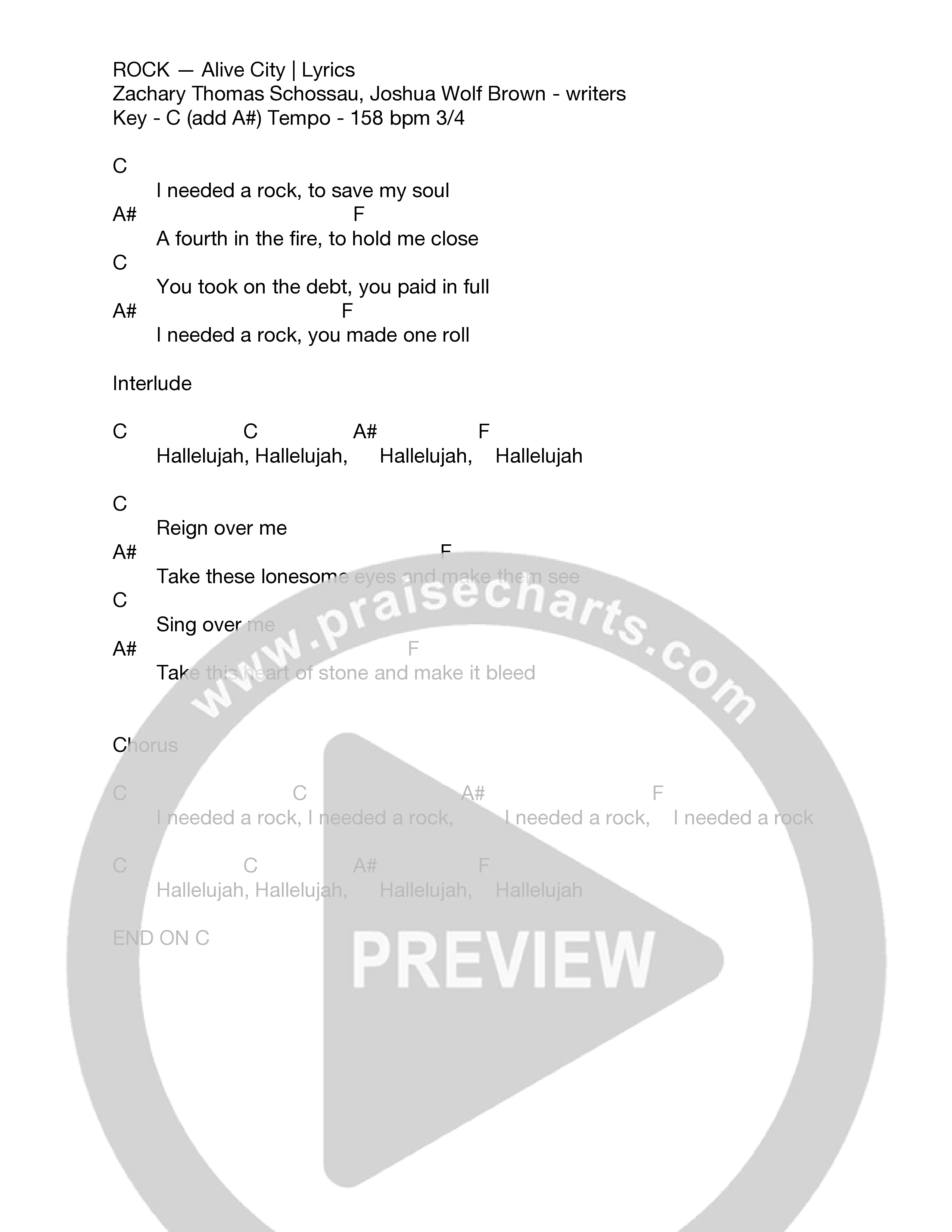 Rock Chord Chart (Alive City)