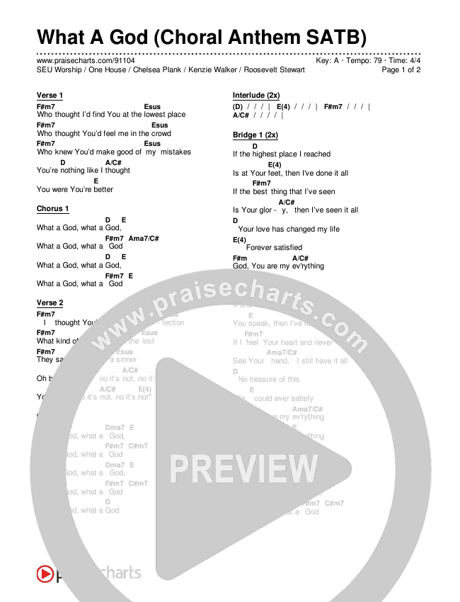 What A God (Choral Anthem SATB) Chords & Lyrics (SEU Worship / One House / Chelsea Plank / Kenzie Walker / Roosevelt Stewart / Arr. Luke Gambill)
