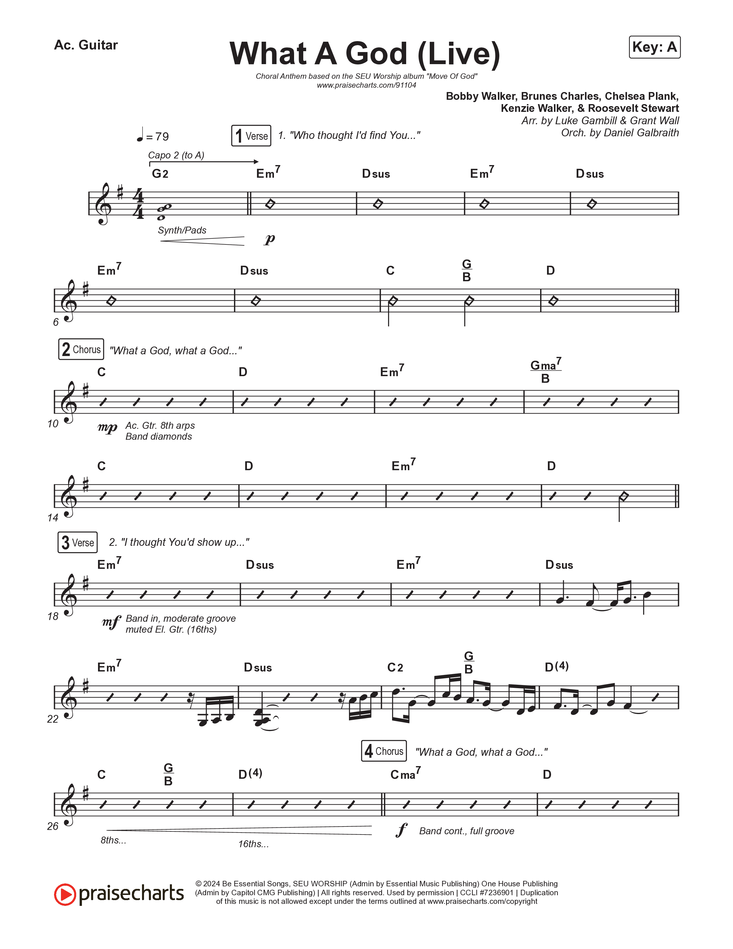 What A God (Choral Anthem SATB) Acoustic Guitar (SEU Worship / One House / Chelsea Plank / Kenzie Walker / Roosevelt Stewart / Arr. Luke Gambill)