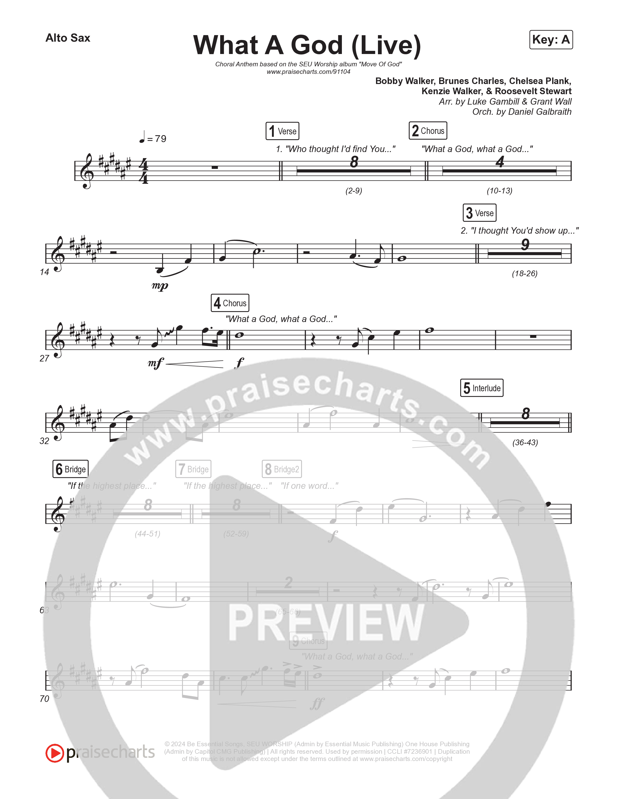 What A God (Choral Anthem SATB) Alto Sax (SEU Worship / One House / Chelsea Plank / Kenzie Walker / Roosevelt Stewart / Arr. Luke Gambill)