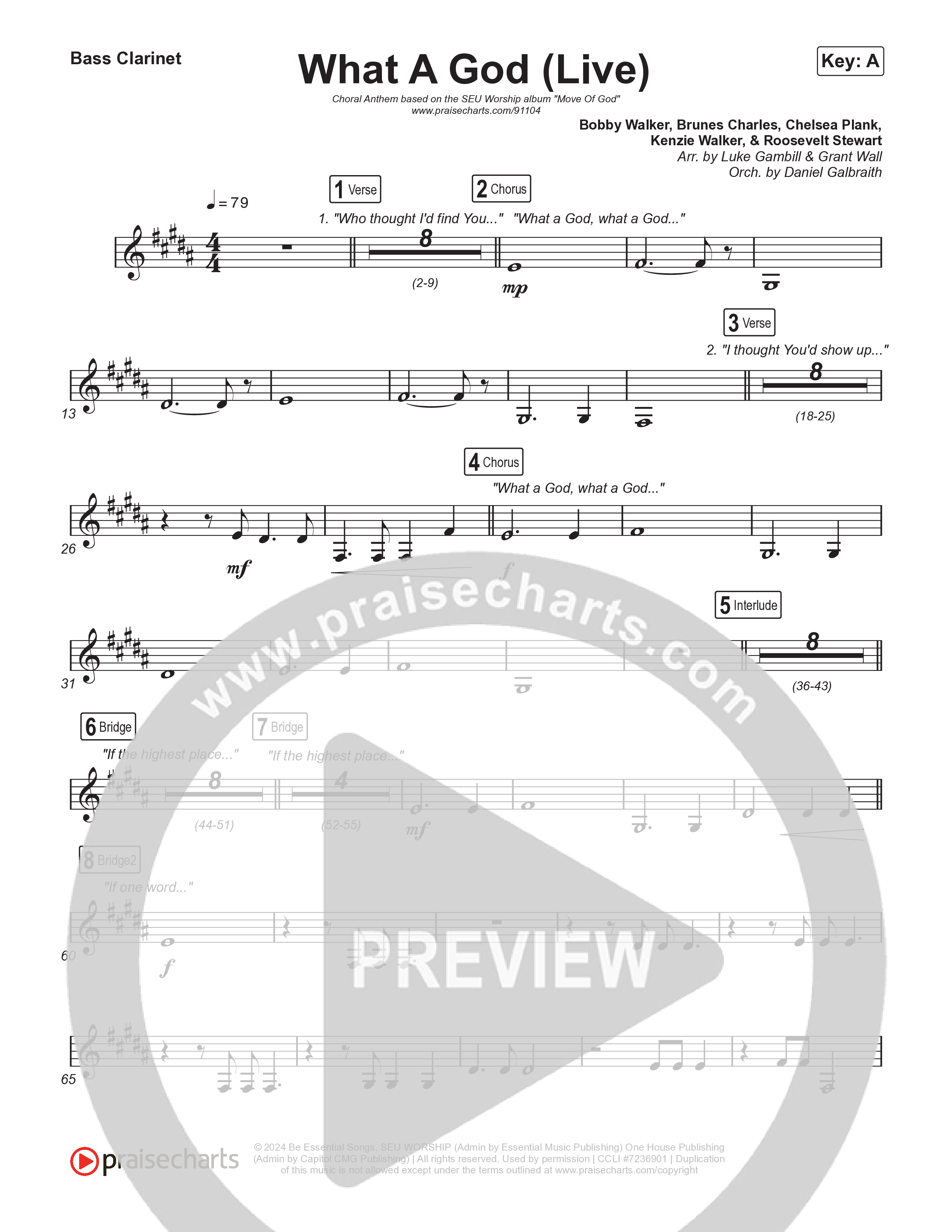 What A God (Choral Anthem SATB) Bass Clarinet (SEU Worship / One House / Chelsea Plank / Kenzie Walker / Roosevelt Stewart / Arr. Luke Gambill)
