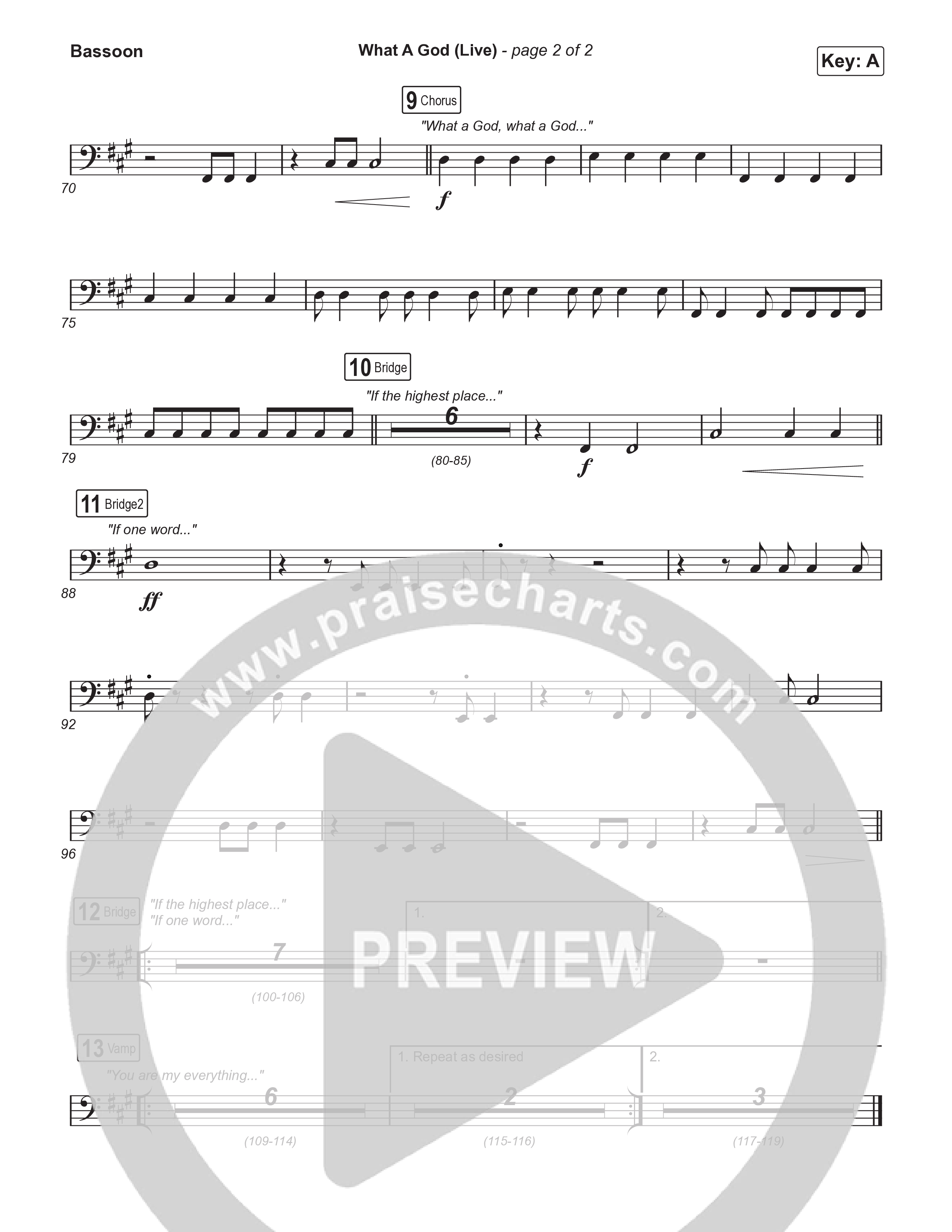 What A God (Choral Anthem SATB) Bassoon (SEU Worship / One House / Chelsea Plank / Kenzie Walker / Roosevelt Stewart / Arr. Luke Gambill)