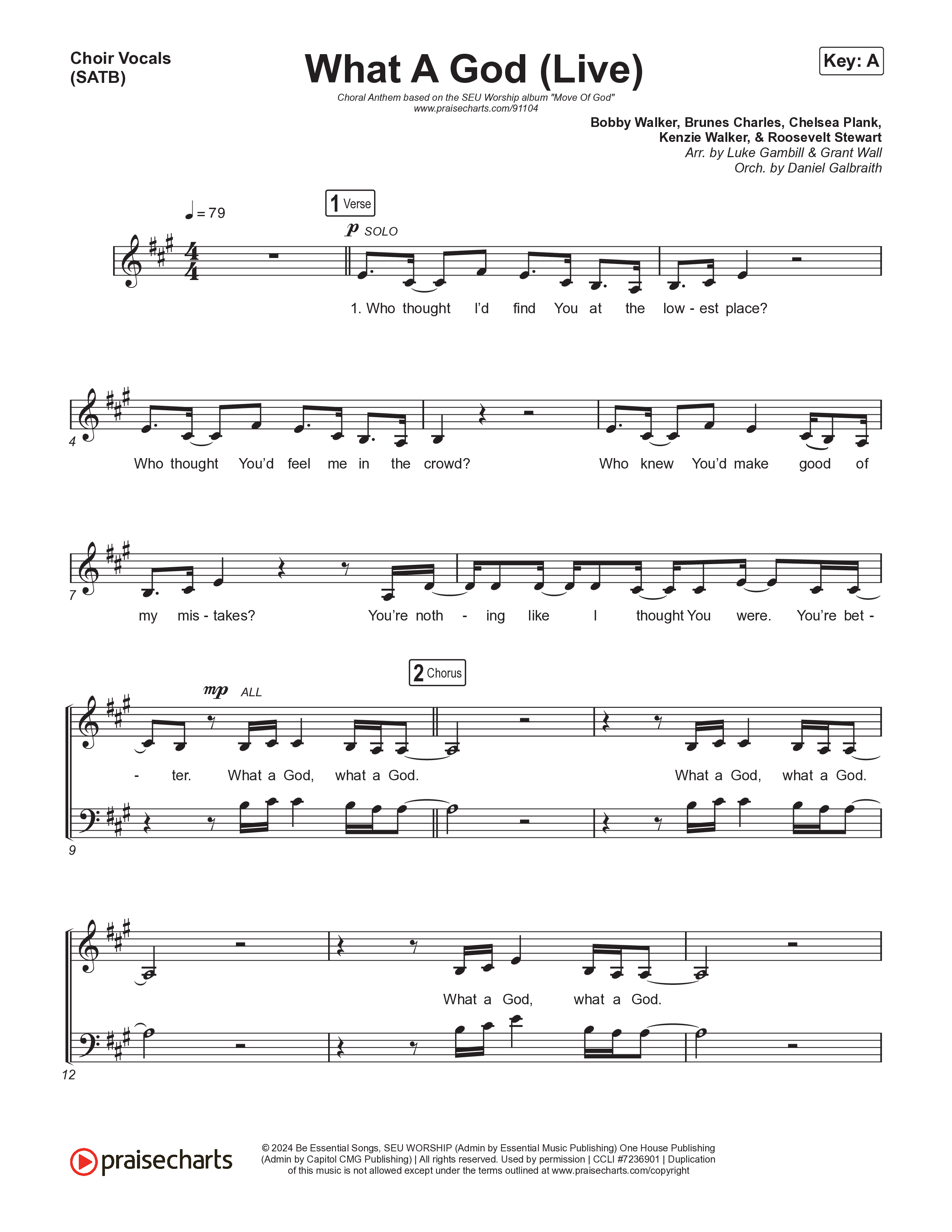 What A God (Choral Anthem SATB) Choir Sheet (SATB) (SEU Worship / One House / Chelsea Plank / Kenzie Walker / Roosevelt Stewart / Arr. Luke Gambill)