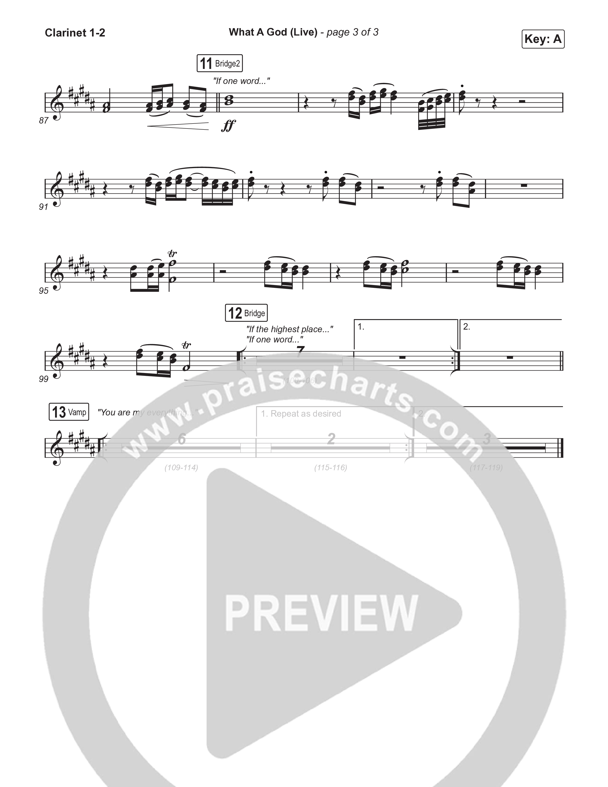 What A God (Choral Anthem SATB) Clarinet 1/2 (SEU Worship / One House / Chelsea Plank / Kenzie Walker / Roosevelt Stewart / Arr. Luke Gambill)