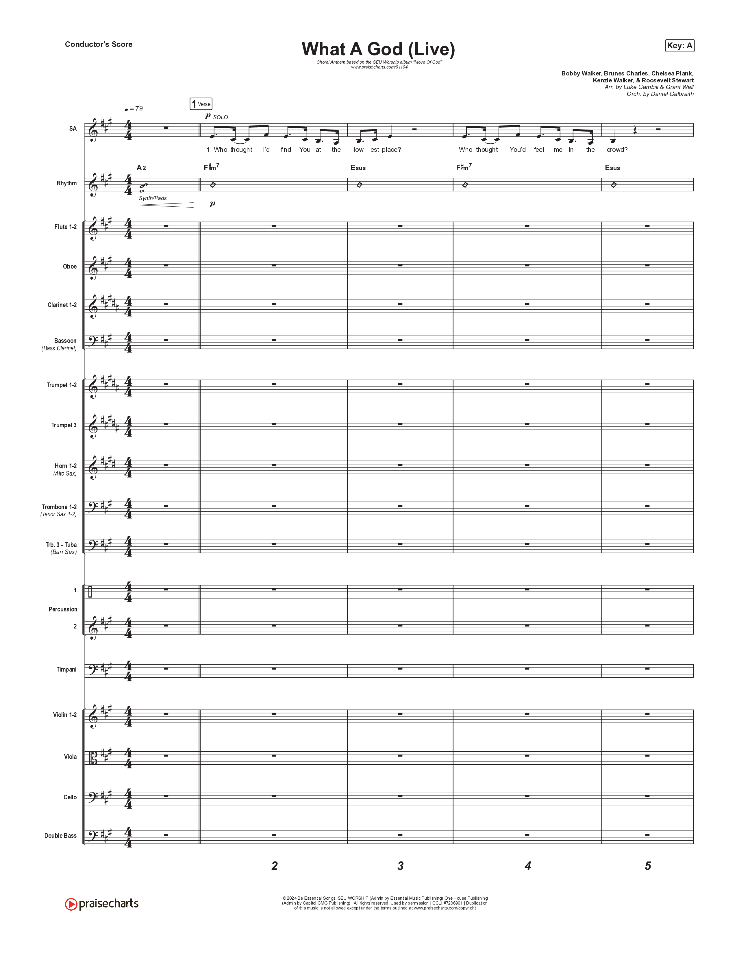 What A God (Choral Anthem SATB) Conductor's Score (SEU Worship / One House / Chelsea Plank / Kenzie Walker / Roosevelt Stewart / Arr. Luke Gambill)