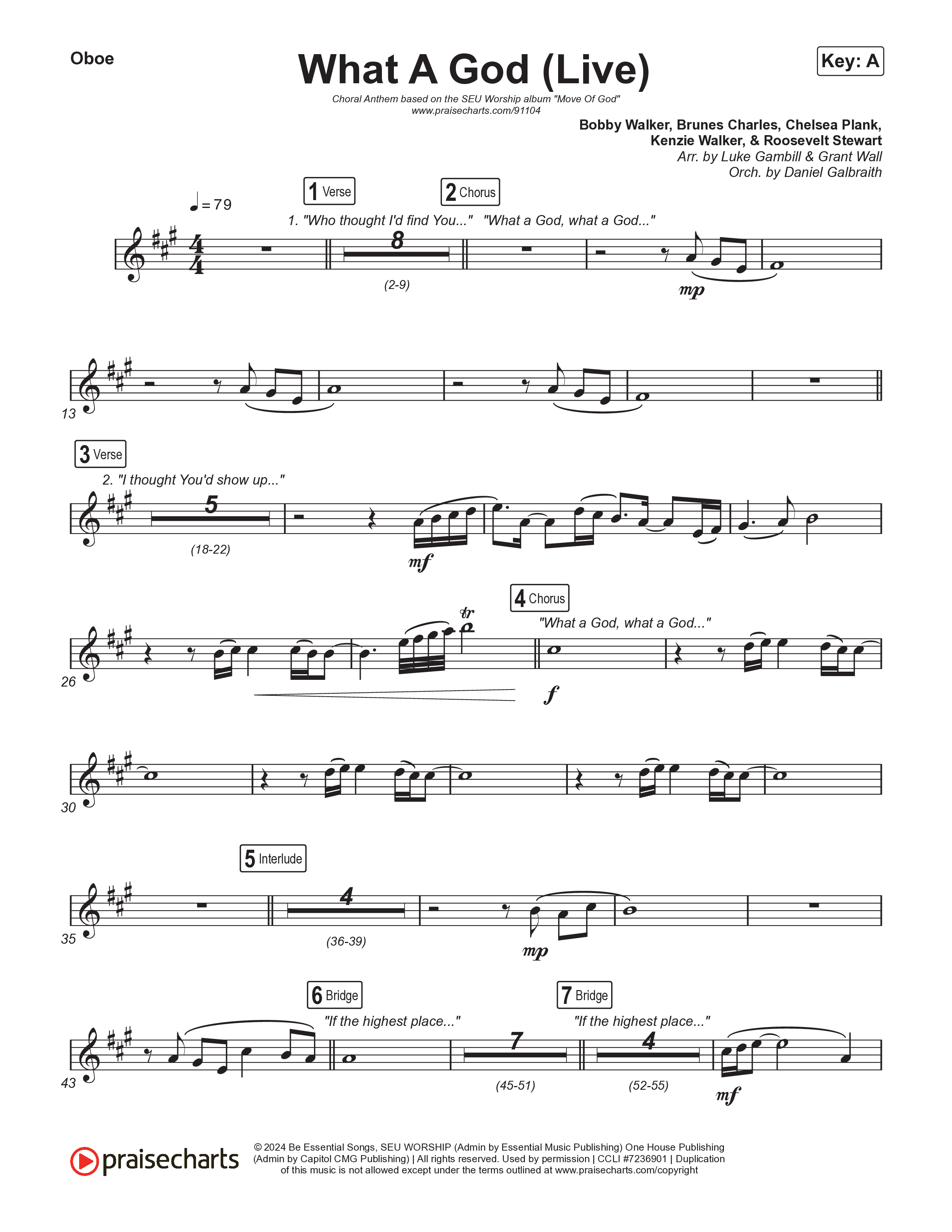 What A God (Choral Anthem SATB) Oboe (SEU Worship / One House / Chelsea Plank / Kenzie Walker / Roosevelt Stewart / Arr. Luke Gambill)