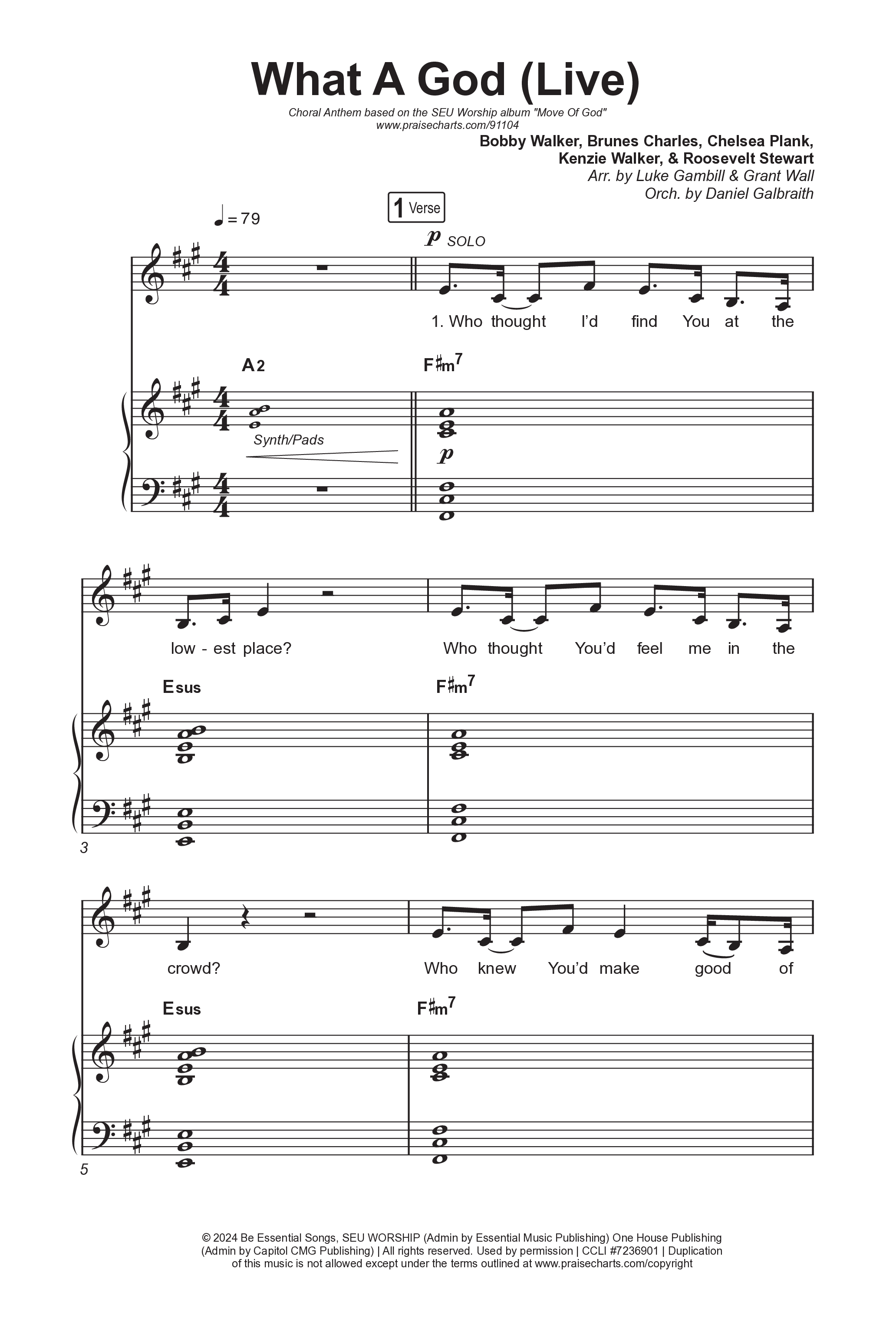 What A God (Choral Anthem SATB) Octavo (SATB & Pno) (SEU Worship / One House / Chelsea Plank / Kenzie Walker / Roosevelt Stewart / Arr. Luke Gambill)