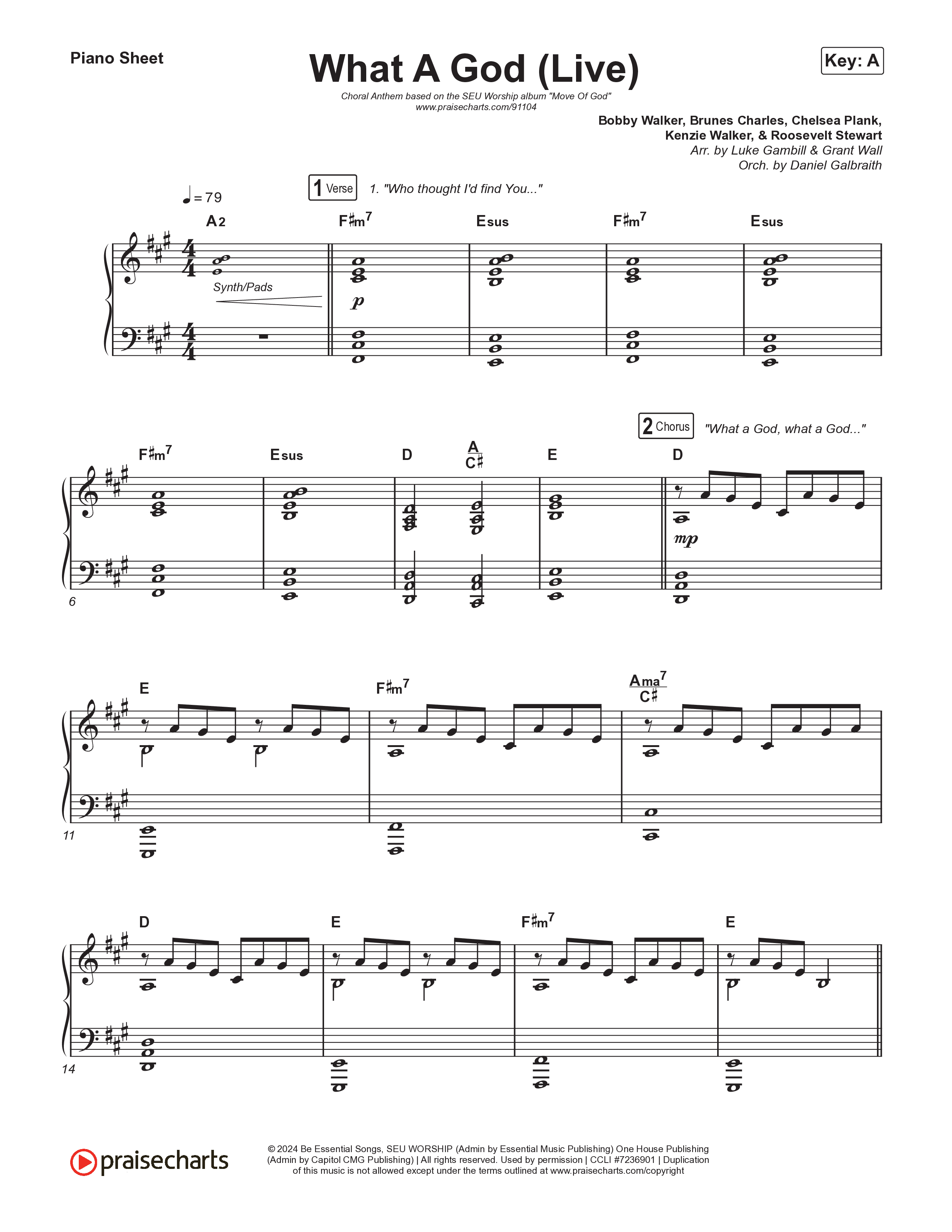 What A God (Choral Anthem SATB) Piano Sheet (SEU Worship / One House / Chelsea Plank / Kenzie Walker / Roosevelt Stewart / Arr. Luke Gambill)