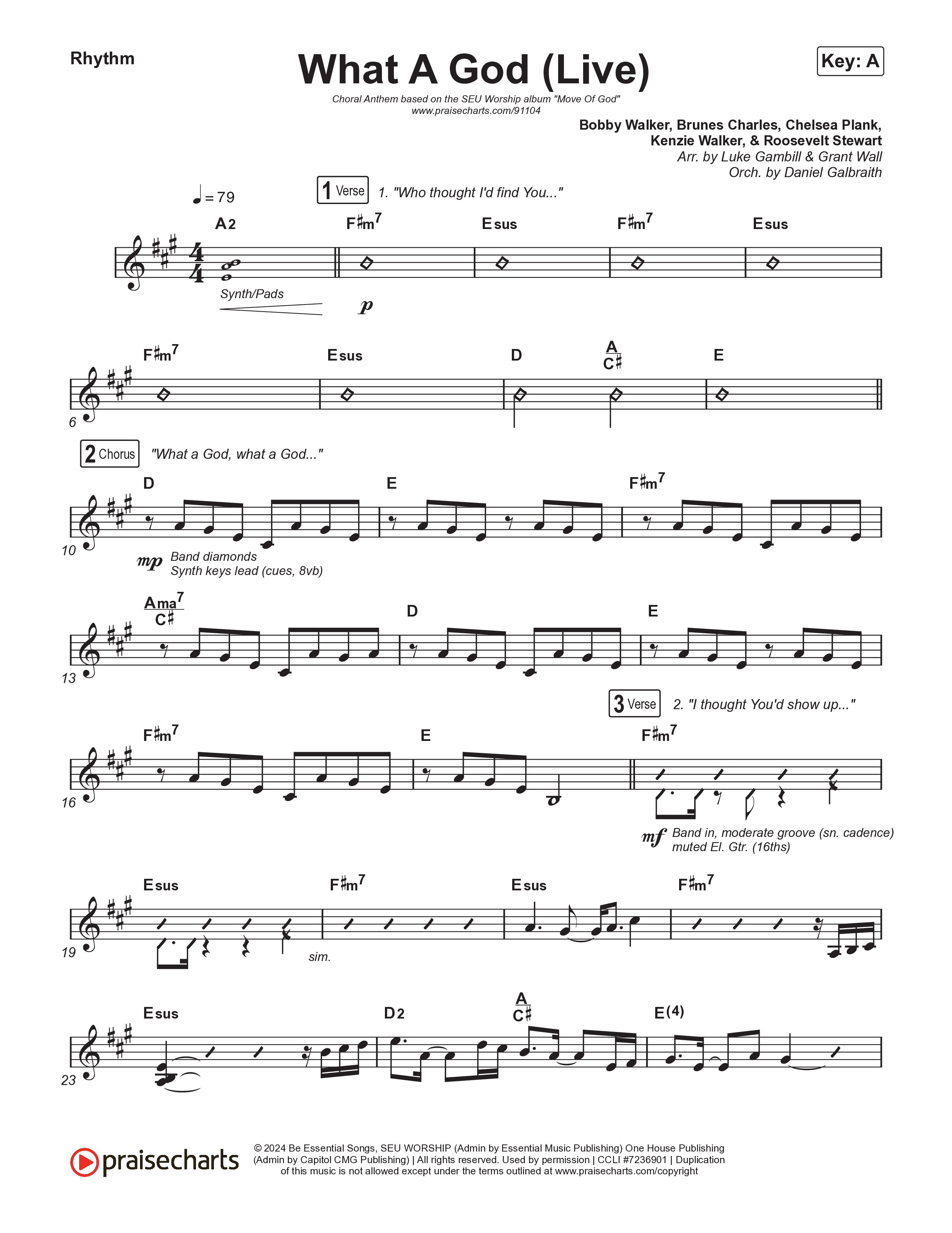 What A God (Choral Anthem SATB) Rhythm Chart (SEU Worship / One House / Chelsea Plank / Kenzie Walker / Roosevelt Stewart / Arr. Luke Gambill)
